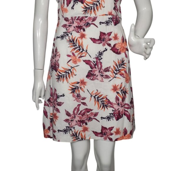 CREMIEUX Dress, 14, Floral, Accent Sash/belt, Sleeveless, White/Purple - Picture 3 of 13